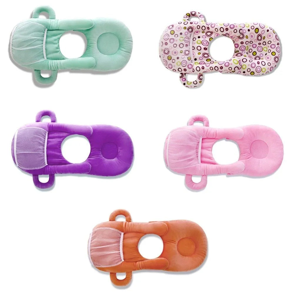 Plush confinement baby feeding pillow in soft colours, measuring 30cm by 42cm.