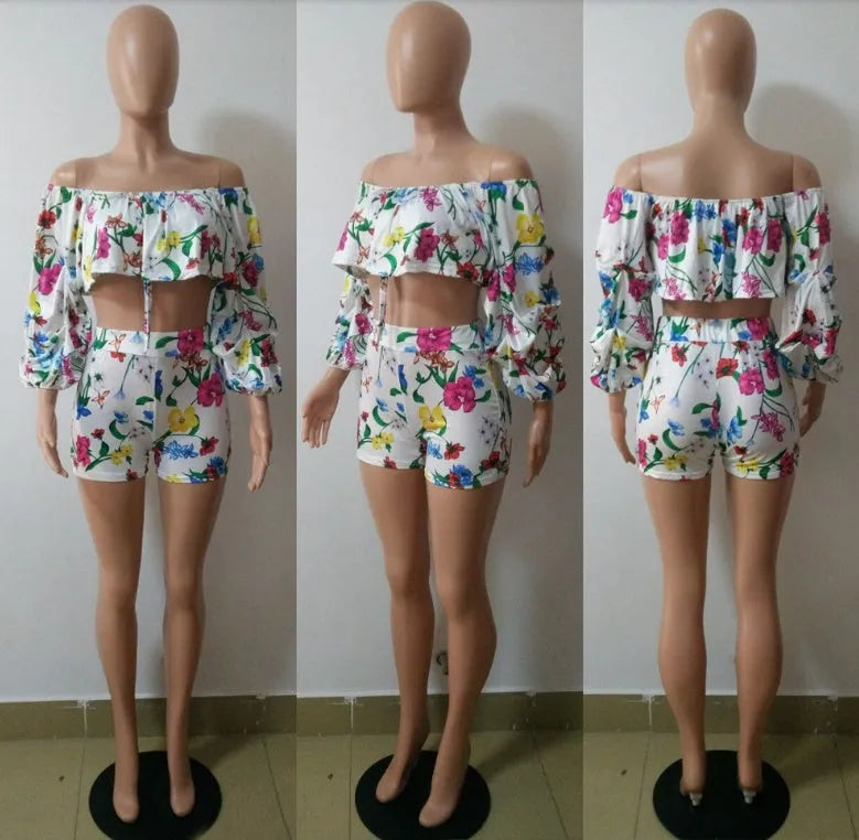 Multicolour digital print lounge set with pile sleeves and matching shorts