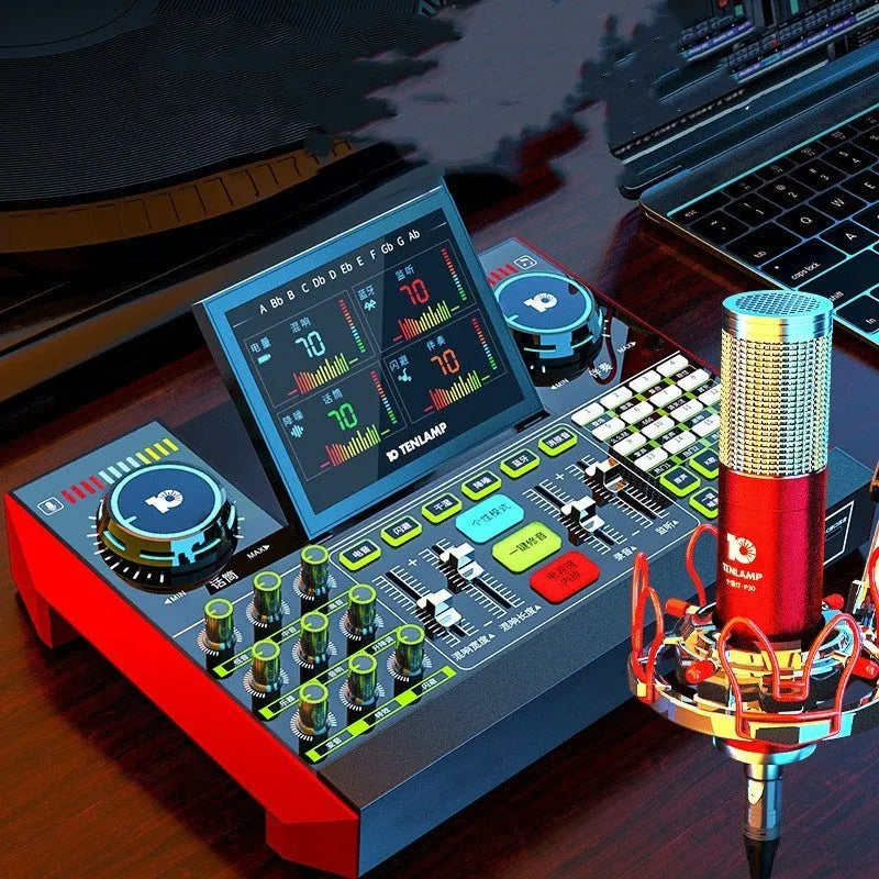 Black G10 computer karaoke sound card with 5.1 channels and Bluetooth 5.0