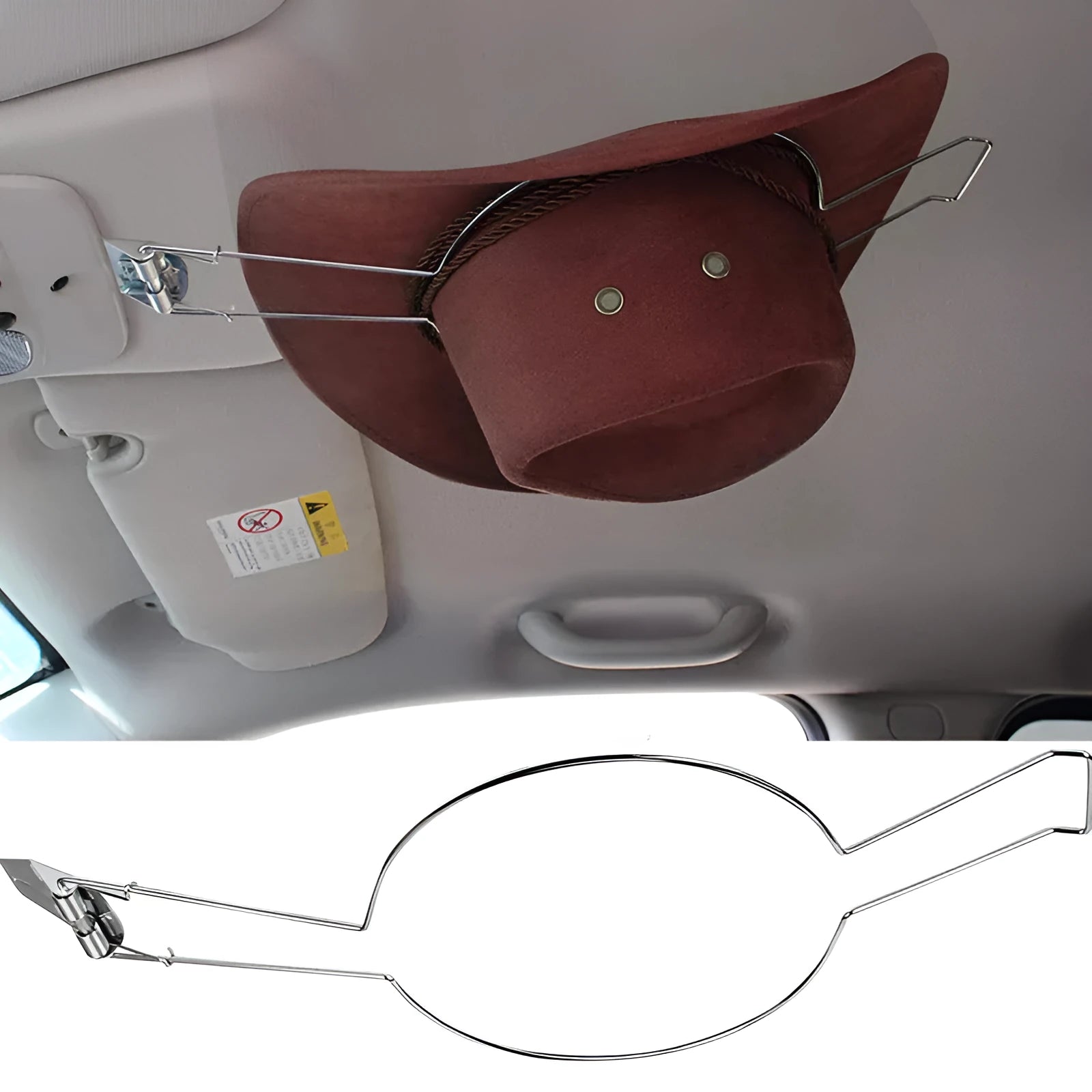 Brown car-shaped metal wall hook with a chrome interior for hanging hats and coats.