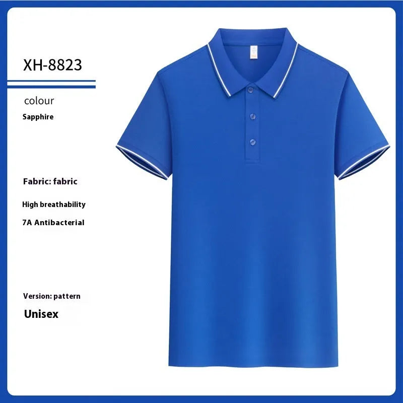 Antibacterial ice-sensitive lapel polo shirt in slim fit with short sleeves available in multiple colours