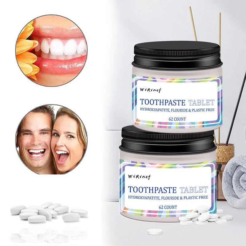 62-piece pack of TP19 solid toothpaste tablets in portable container