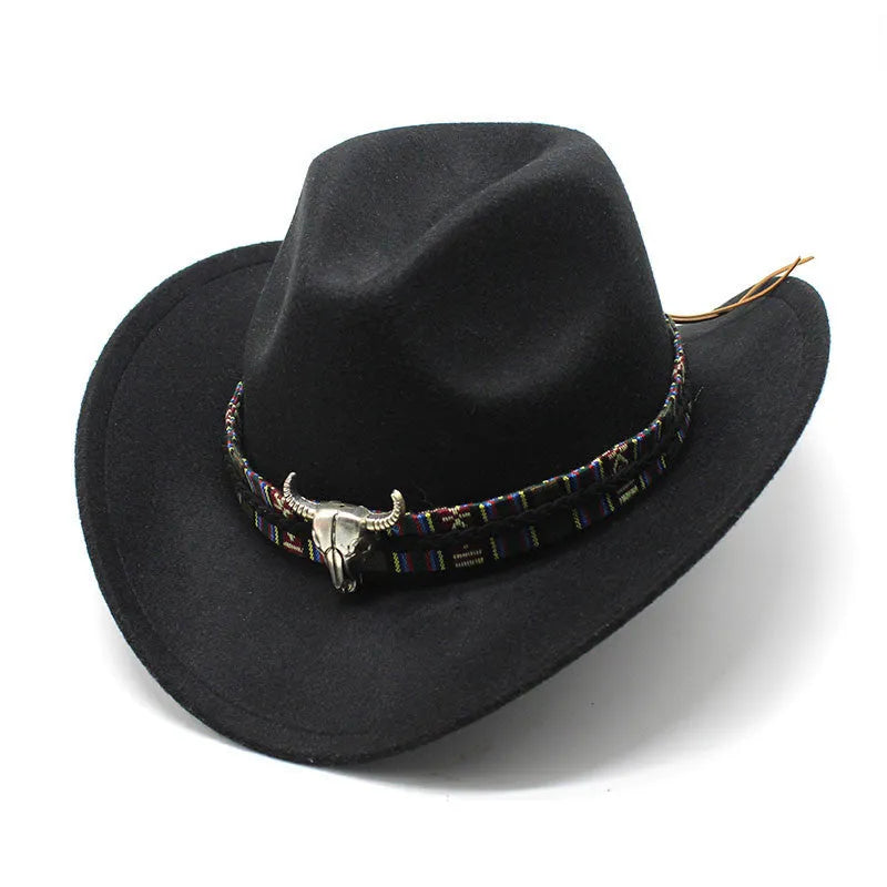 Western-style cowboy hat with a bell-shaped crown in a choice of colours on a wooden peg.