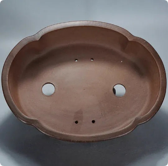 Classical green plant design purple clay bonsai pot for indoor use.