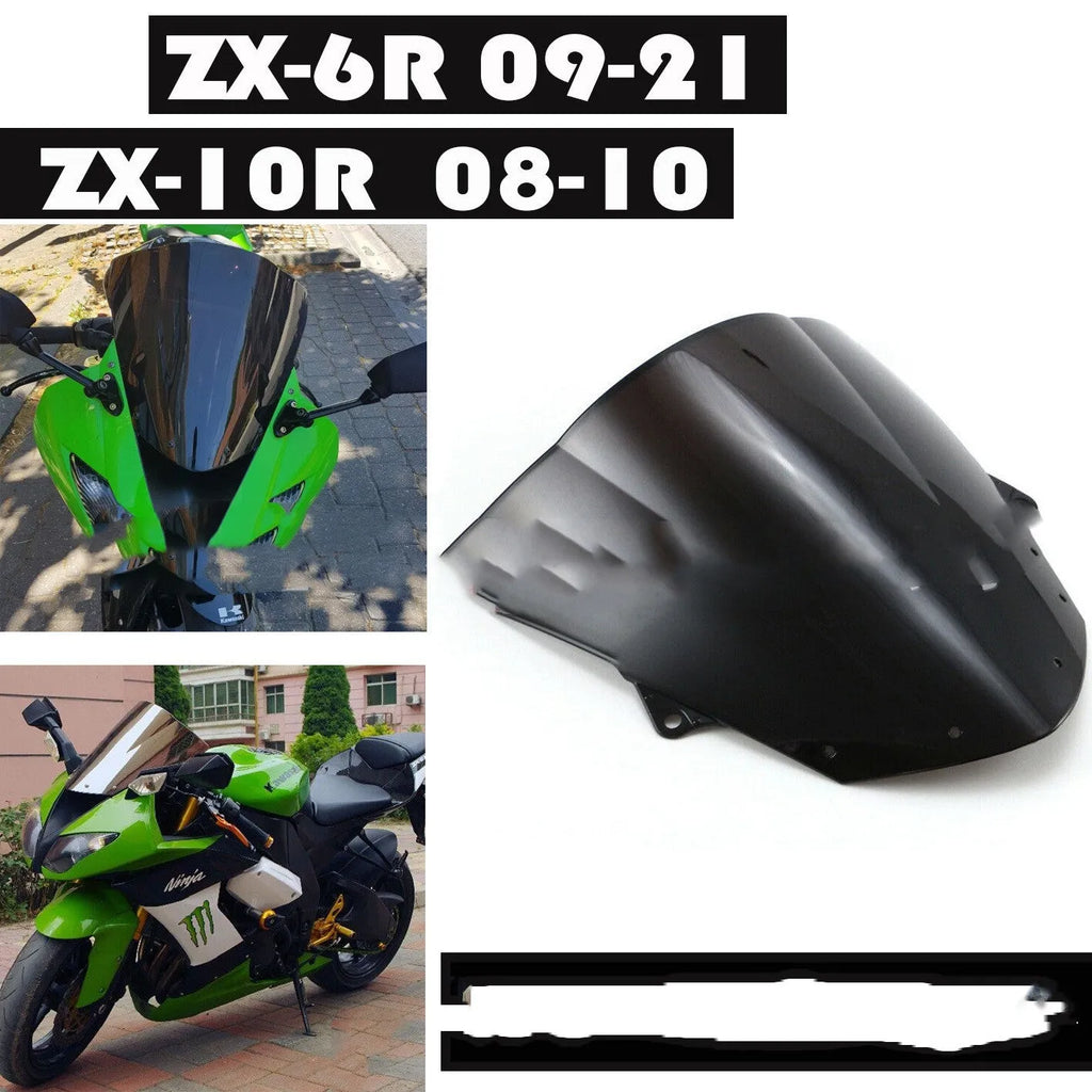 Smoke tinted acrylic motorcycle windscreen for Kawasaki ZX-6R and ZX-10R models