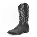 Men's embroidered retro high leg boot in artificial PU, pointed toe, brown colour, side view