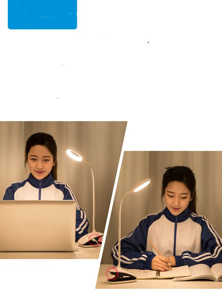 Green rechargeable table lamp with touch switch on a wooden desk.
