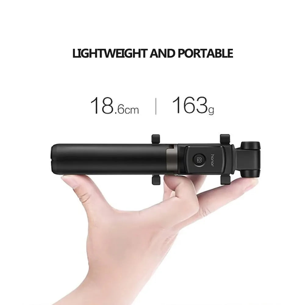 AF15 Bluetooth wireless selfie stick tripod folded to 186mm, black plastic construction