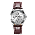 Couple three eyes six needles luminous waterproof quartz watch silver case black surface black belt