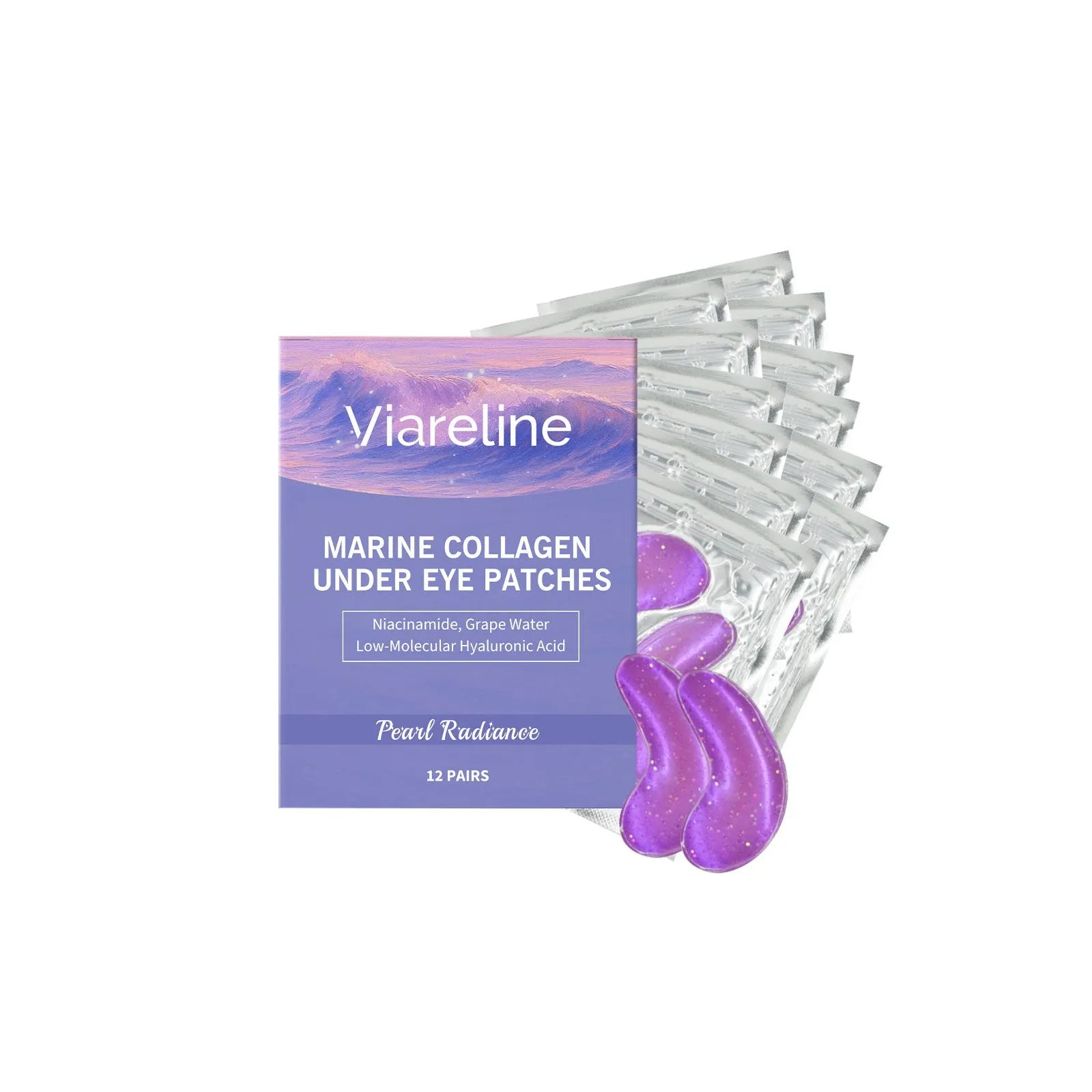Box of 12 pairs of collagen and hyaluronic acid hydrating eye masks