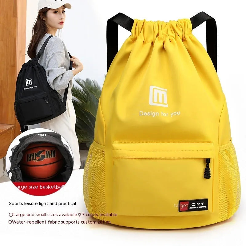Foldable Oxford cloth travel backpack with drawstring closure in multiple colour options