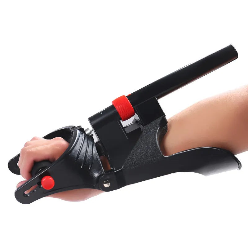 Adjustable hand grip exerciser trainer with spring steel variable resistance system for forearm strength training