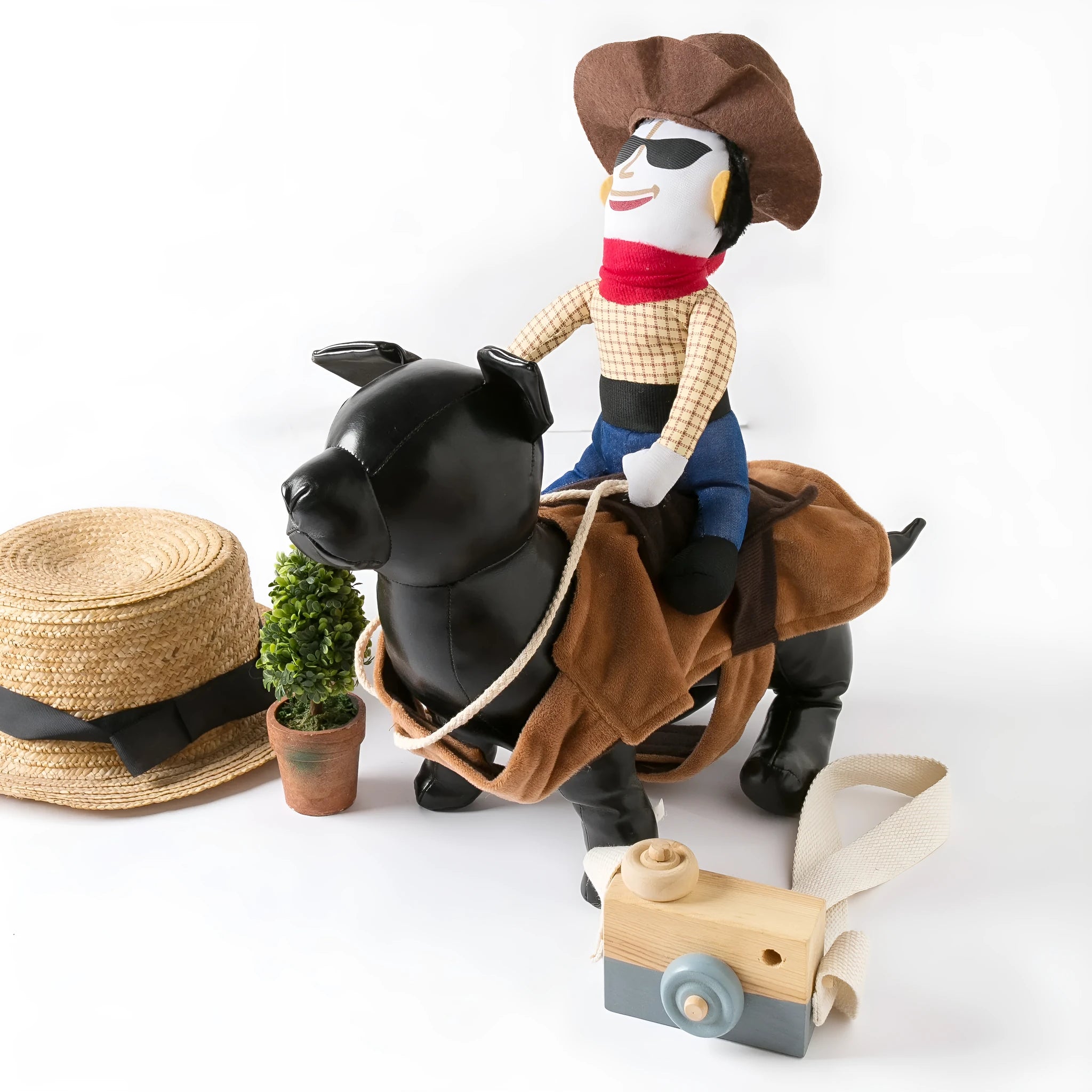 Western denim riding costume dog clothes for corgi and golden retriever breeds