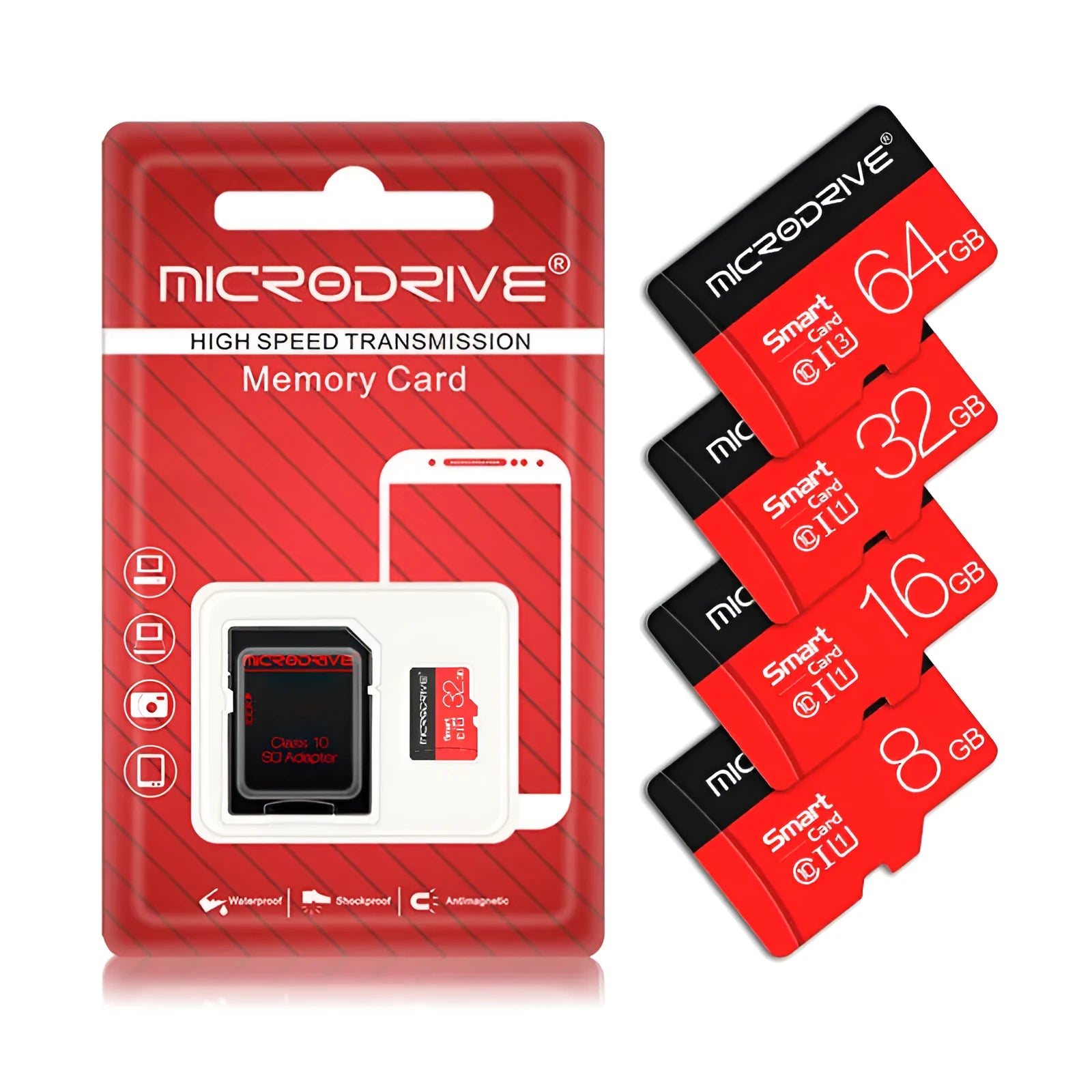 Black TF micro-SD memory card with Class 10 label next to SD card holder