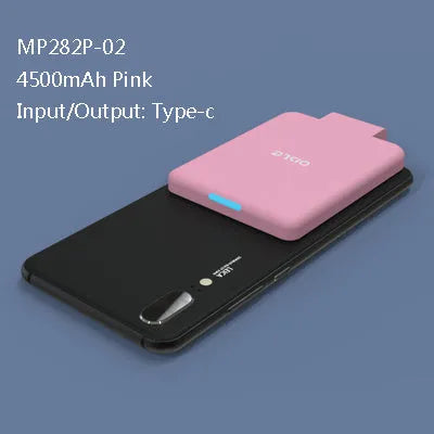 Slim 4500mAh back clip battery for iPhone Android Type-C phones in black, white, blue, pink, red