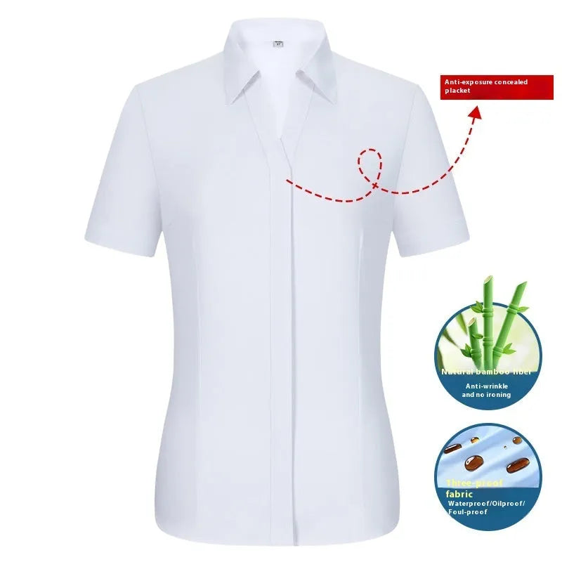 Men's slim fit bamboo fibre short sleeve shirt with square collar in solid colour