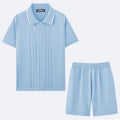 Tencel fabric business casual two-piece set with short sleeves and matching shorts