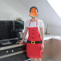 Red Christmas themed apron for adults and children with adjustable neck and waist straps
