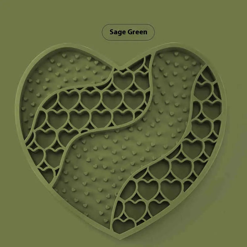 Silicone dog licking mat in Bright Bamboo Green, 20x18.5cm slow food feeding mat with textured surface