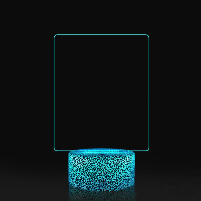 3D acrylic LED message board with touch control, black ABS base, USB cable, and stylus pen on desk