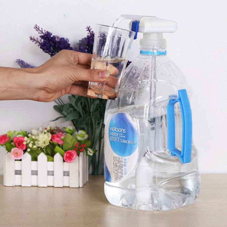 Electric beverage pumping device with blue press handle and PP silicone straw