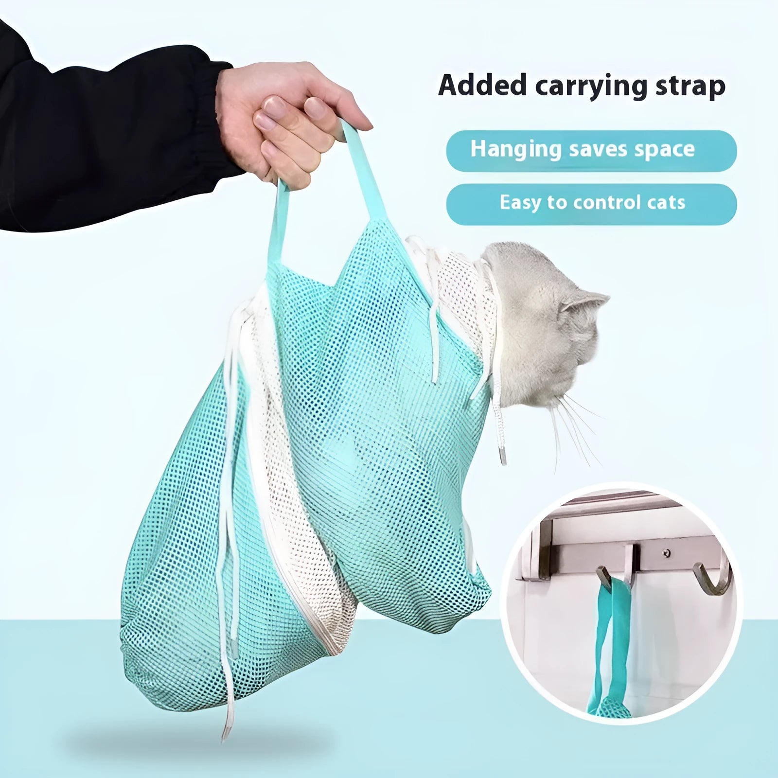 Upgraded 5th generation cat grooming beauty bag for washing and nail trimming in detachable scratch-resistant design.