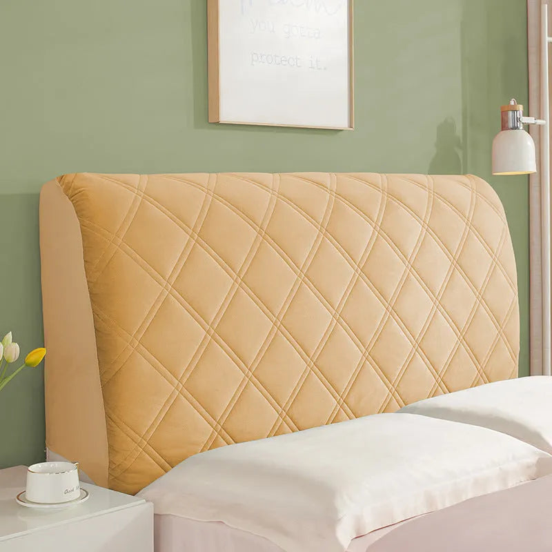 Crystal Velvet dustproof bed cover headboard protector in beige colour, modern simple style for 120-220cm beds
