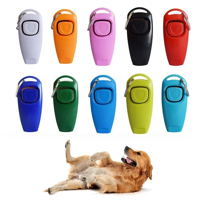 Professional dog training clicker whistle set in assorted colours with key ring