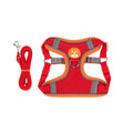 Adjustable dog harness vest with haulage rope in one of six colours: purple, blue, orange, red, brown, or green.