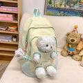 Cute Bear nylon school backpack in macaron colours with curved shoulder straps and 20-35L capacity