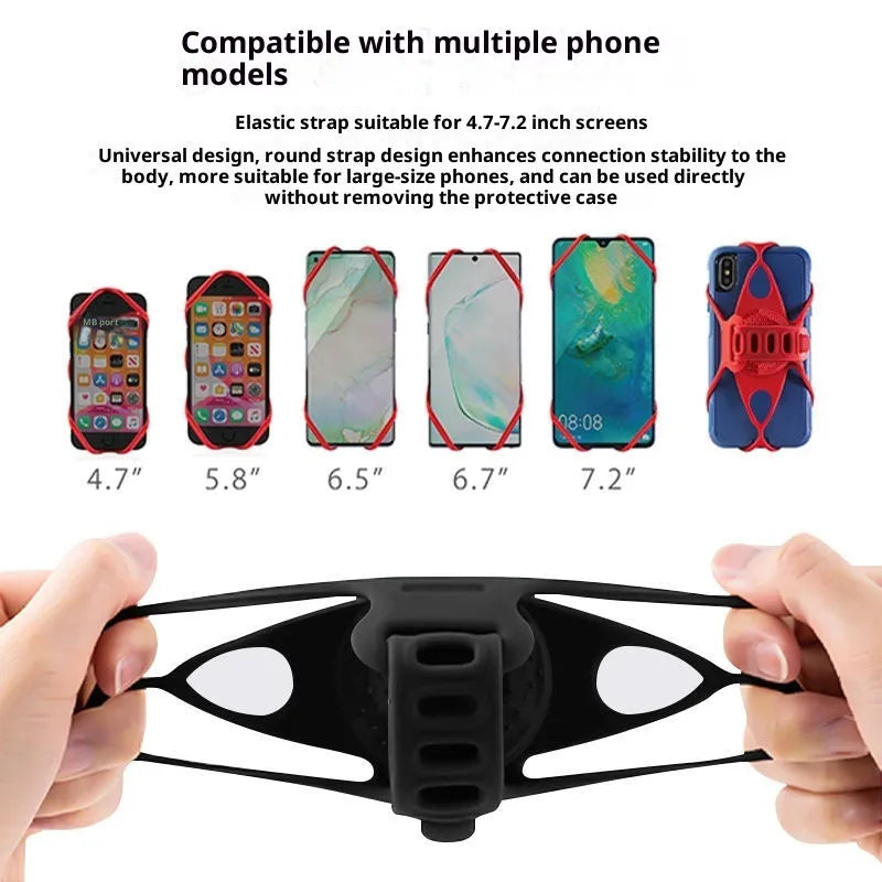 Black plastic universal adjustable road bike phone mount on bicycle handlebar
