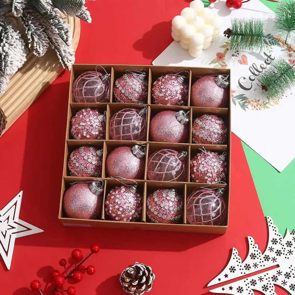 Handmade plastic Christmas tree decoration ball in modern simple design 6cm diameter