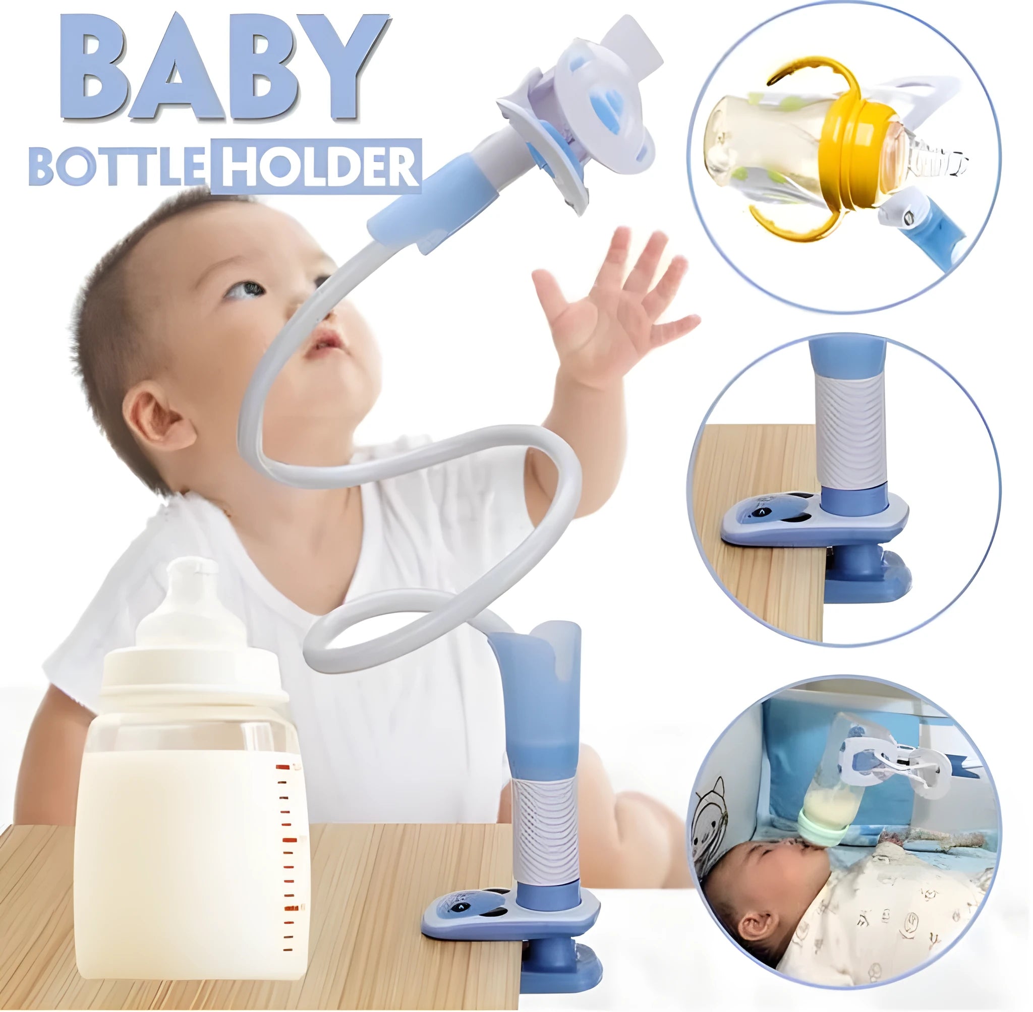 Extended 1.05 metre baby feeding bracket in blue adjustable breastfeeding support stand