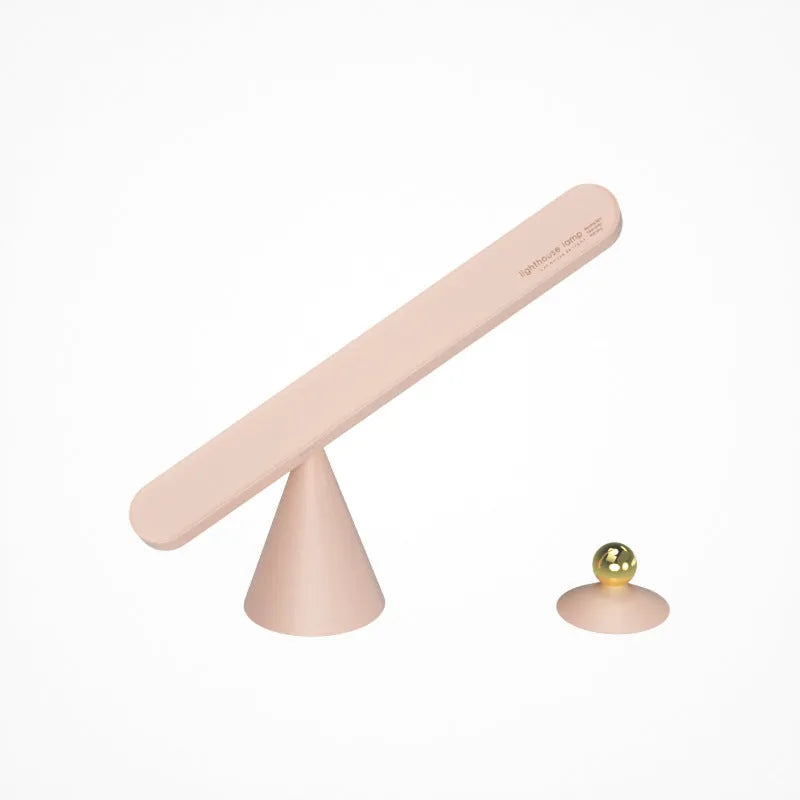 Geometric design desk lamp with magnetic base for wall mounting in white or khaki colour