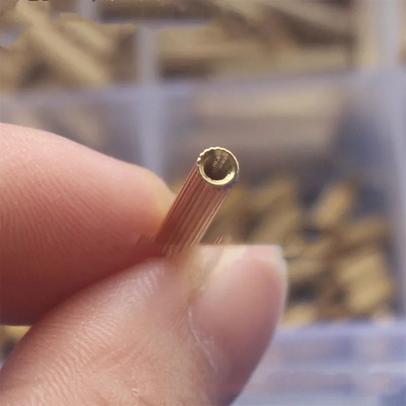 Gold 260-piece set of 304 stainless steel screws, nuts, and brass copper columns