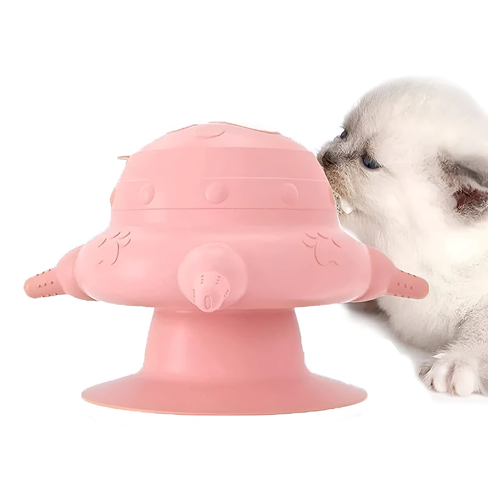 Pink silicone pet nursing bottle with bionic teat design for self-feeding puppies and kittens