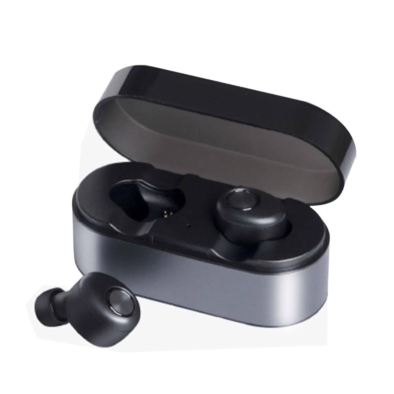 Black wireless Bluetooth headset with single-ear design for hands-free calling
