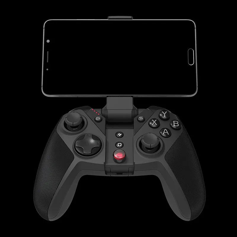 Black Gaishi wired USB Type-C game controller with textured grips on a dark surface.