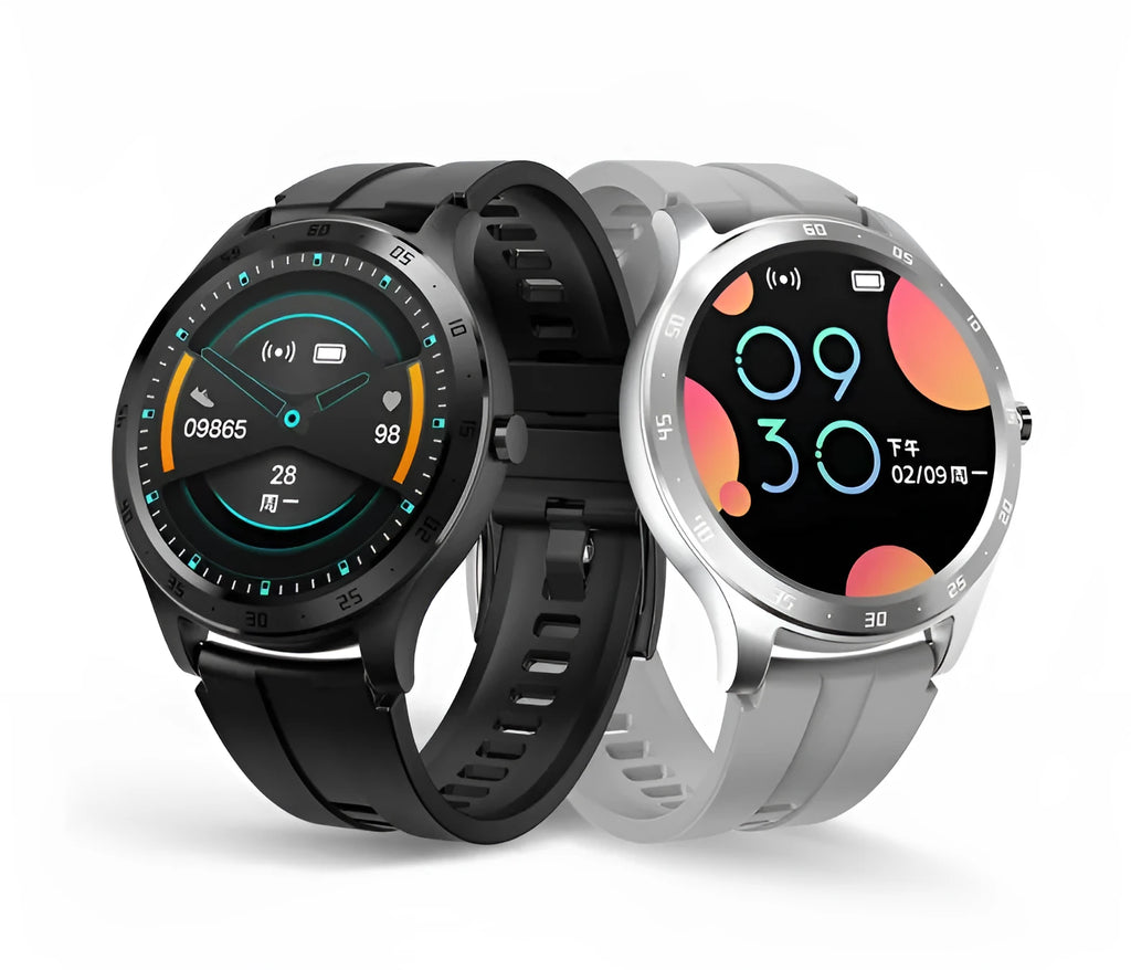 S20 smart bracelet in black with 1.28-inch screen on wrist strap