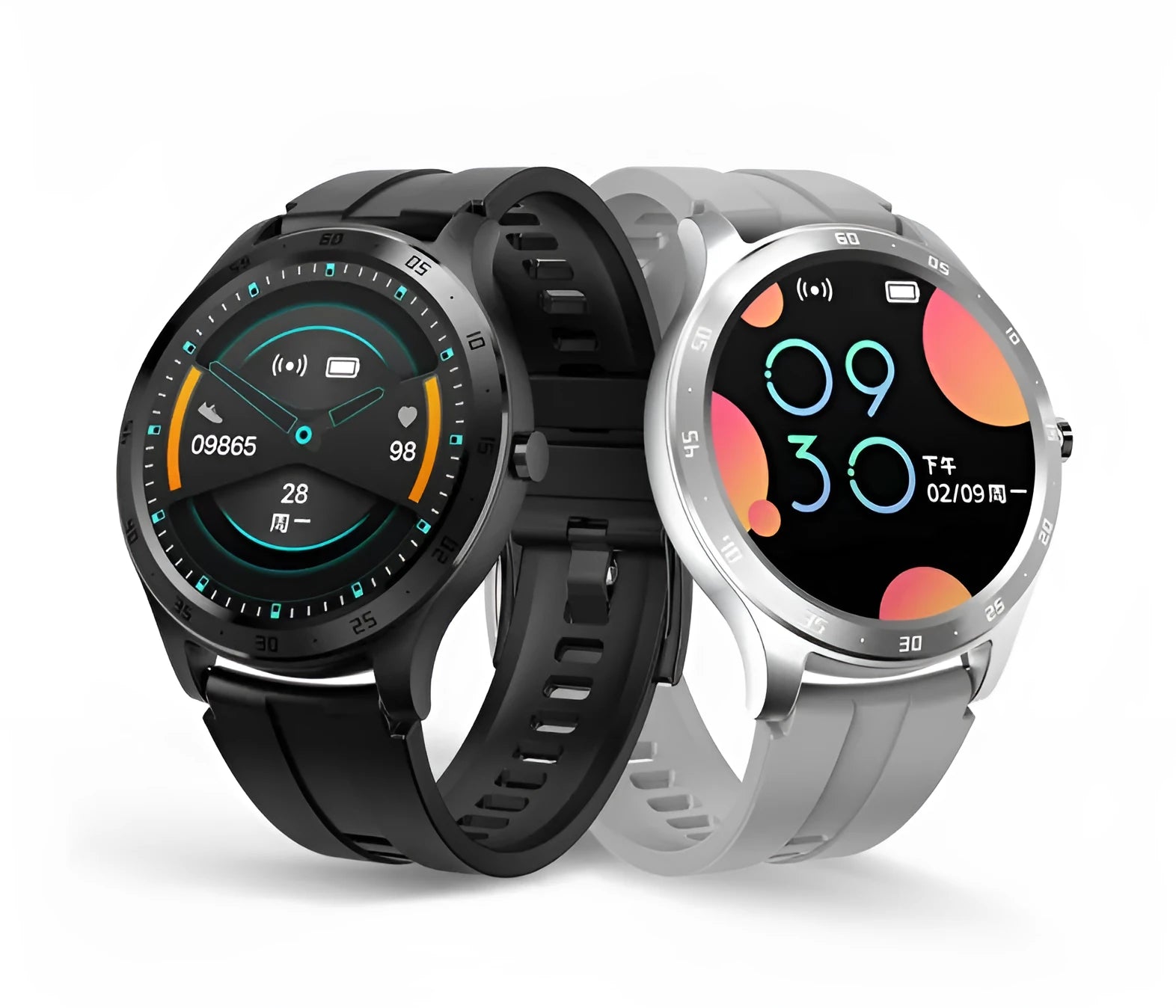 S20 smart bracelet in black with 1.28-inch screen on wrist strap