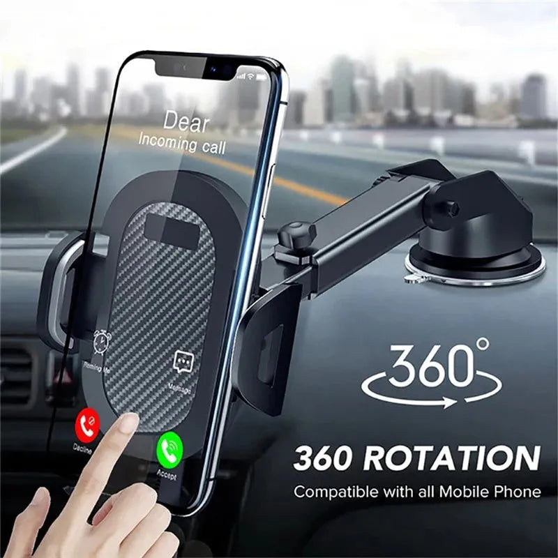 Black car phone holder for mobile devices between 4.0 and 7.0 inches wide