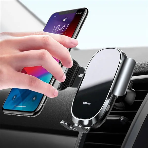Baseus intelligent touch sensor car phone holder aluminium alloy glass panel black air vent mount