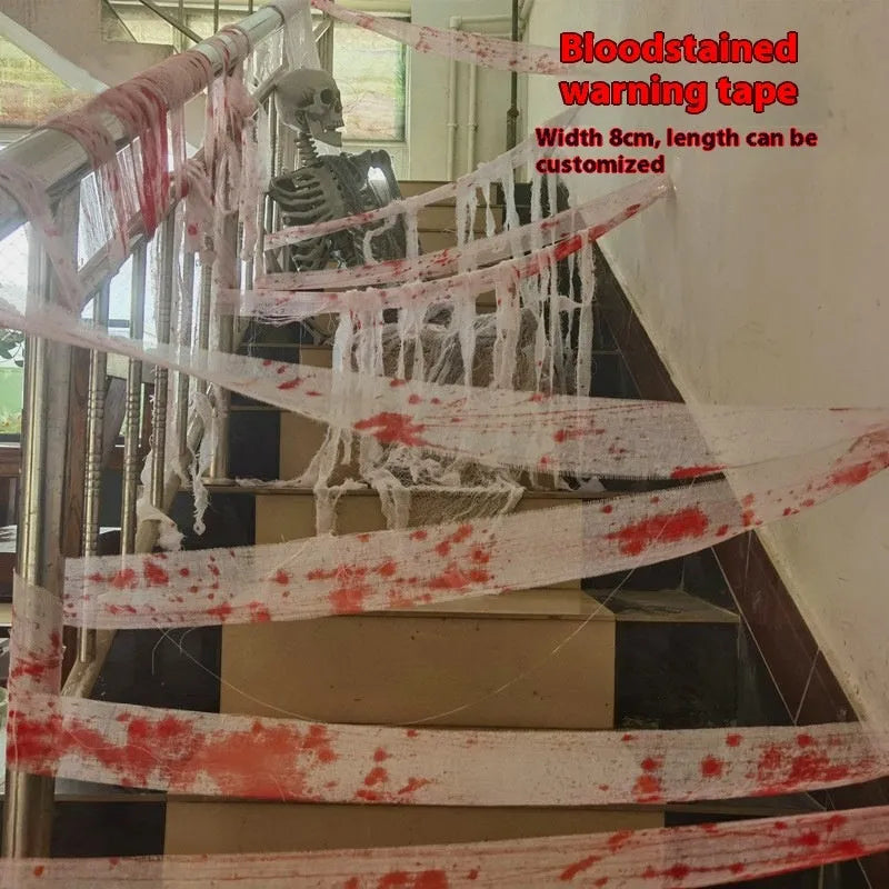 Halloween bloody horror dyed gauze bandage in red or white colour, 8cm width polyester material