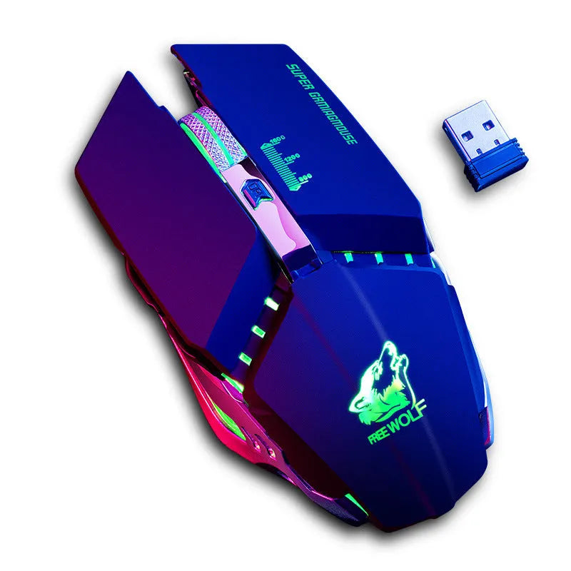 Wireless gaming mouse with six buttons and scroll wheel in black colour