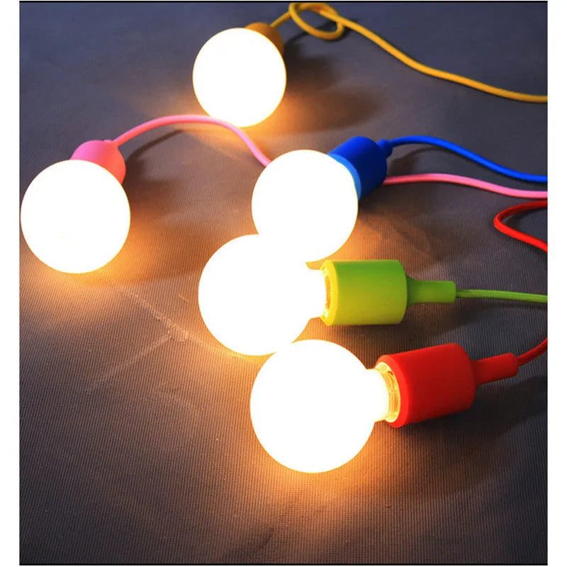 Silicone pendant lamp holder adaptor with 50cm cable for E26/E27 bulbs in multiple colours