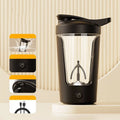 Black electric protein shaker bottle with 400ml capacity and automatic mixing motor