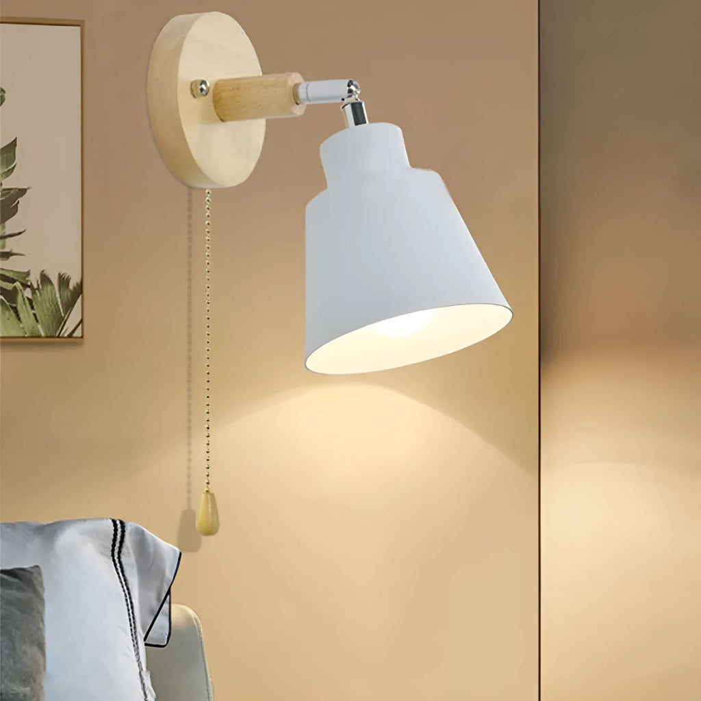 Modern minimalist log bedside lamp in black with 5W warm light globe on bedside table