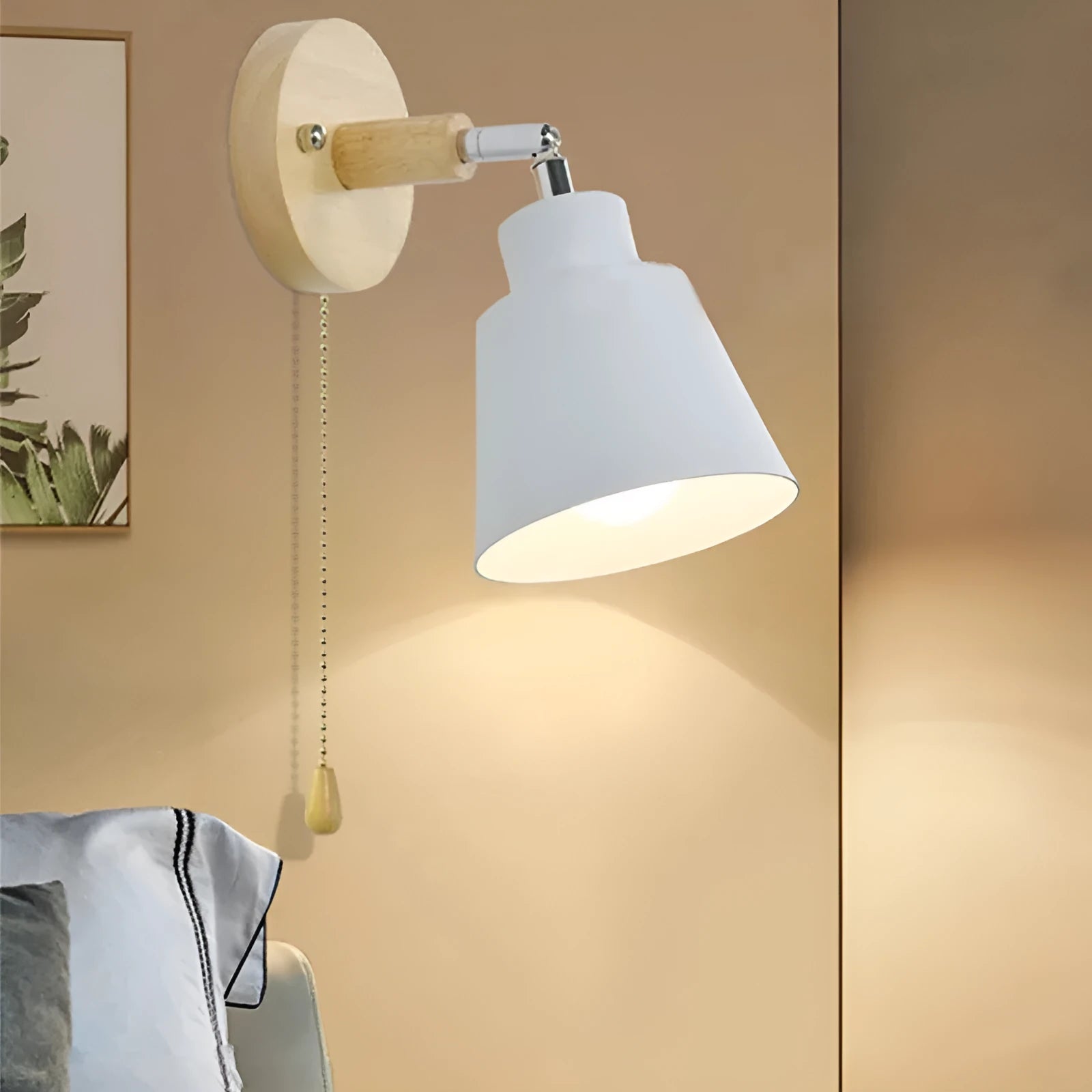 Modern minimalist log bedside lamp in black with 5W warm light globe on bedside table