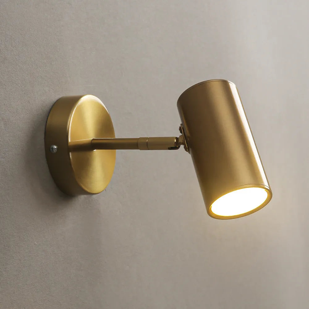 Gold minimalist Nordic wall lamp for bedside or study use, compact metal design, 220V rated