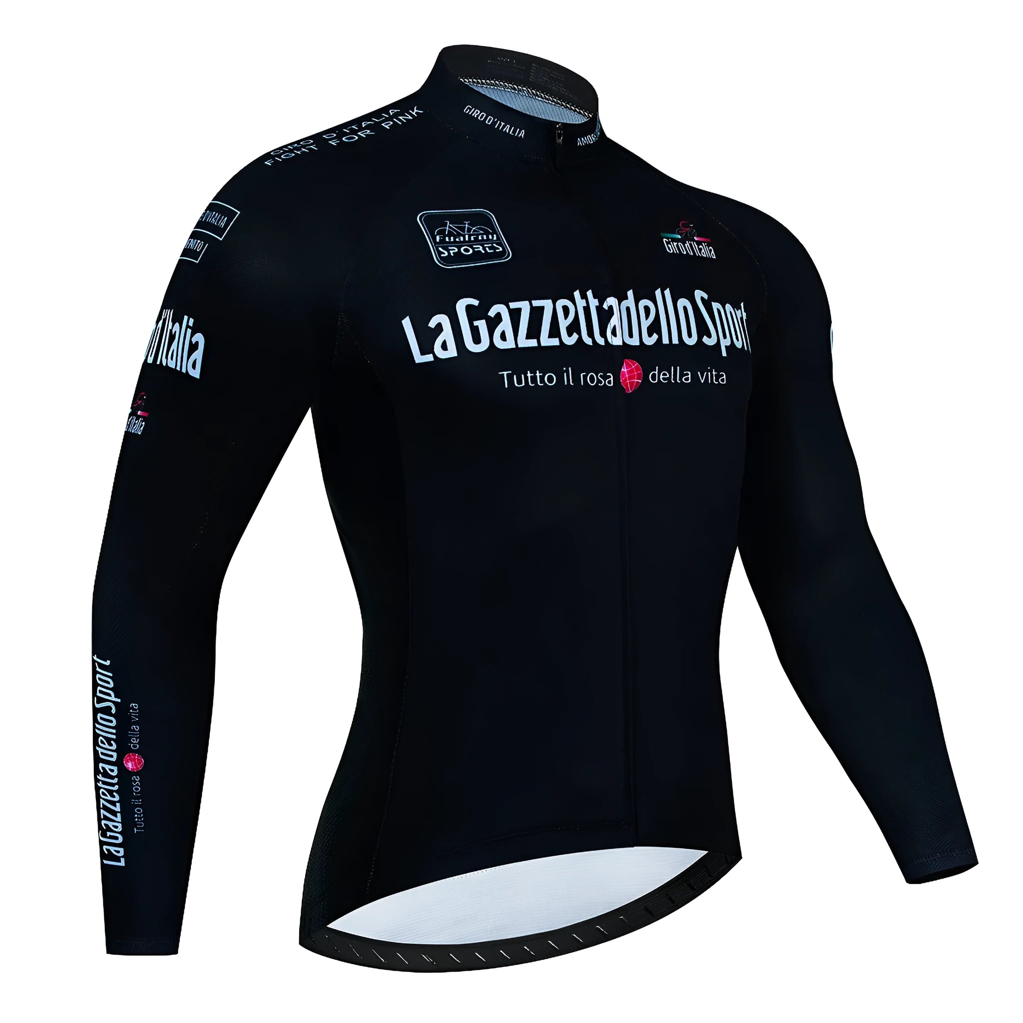 Long sleeve patterned cycling jersey for mountain biking, shown in one of seven available colour options.